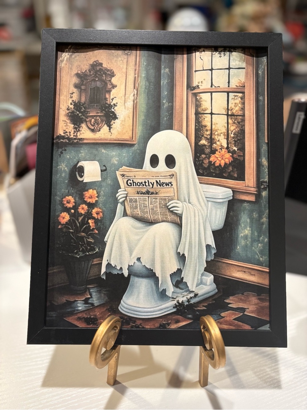 Black Framed  8x10 Ghostly News Halloween Wall Art